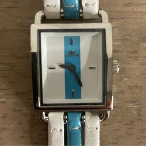 NWT Lacoste Women's 6500L Casual Chic Square Watch Color White Turquoise Leather